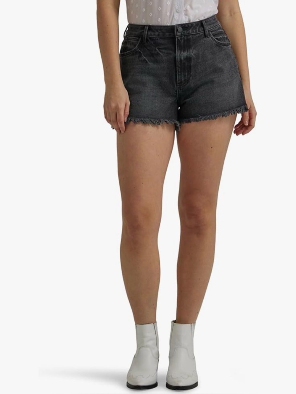 High-Rise Black Denim Frayed Hem Women's Shorts NWT